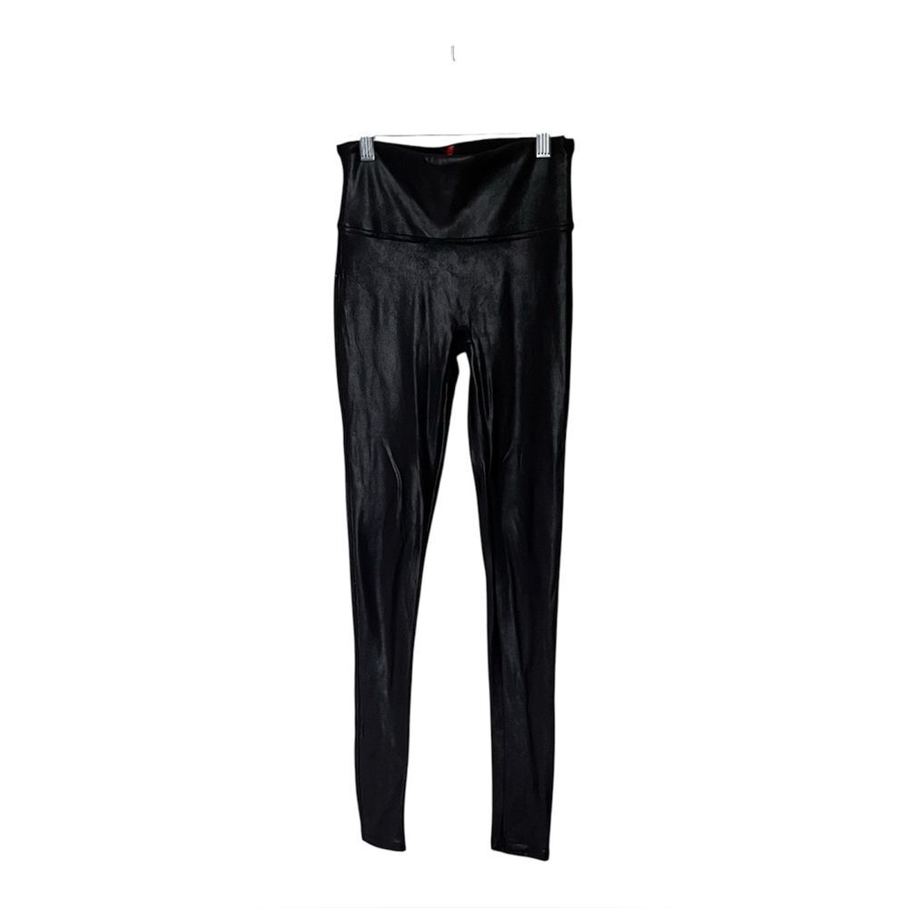 SPANX Black Faux Leather Leggings Size Small #2437